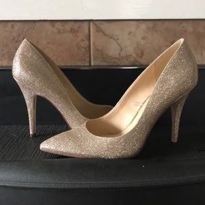 Jessica Simpson gold glitter high heels